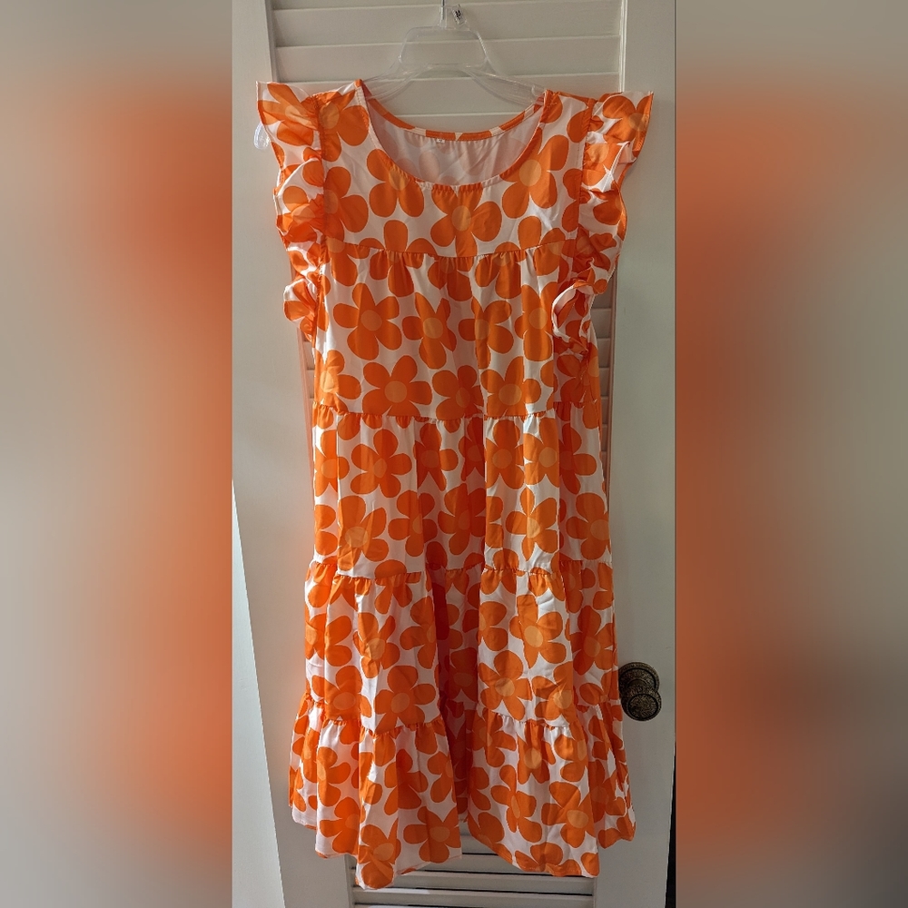 Orange floral Print dress